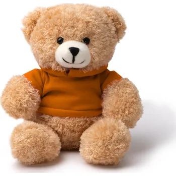 plyšák PLYŠOVÝ MEDVÍDEK v oranžové mikině s kapucí PLYŠÁK 17 cm