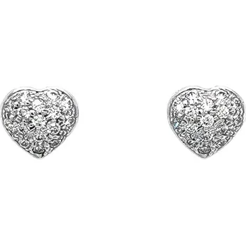 Náušnice Srdíčkové Náušnice z Bílého Zlata s Jemnými Zirkony 7120202