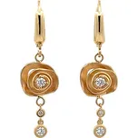 Zlaté Visací Náušnice s Designem Růže a Třpytivými Zirkony 7122671