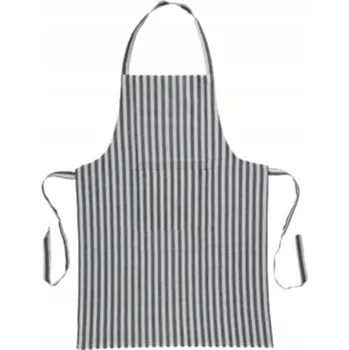 Kuchyňská zástěra Kuchyňská zástěra bavlněná 60x84 cm béžová s proužky a kapsou vpředu