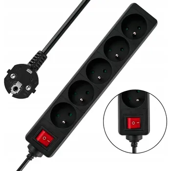 Napájecí kabel Zásuvková lišta Savio LZ-02 5 zásuvek, 3 m, černý