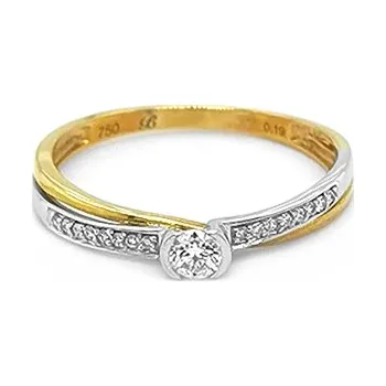 Prsten Zlatý Zásnubní Prsten s Diamanty 2011091