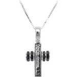 Přívěsek Kříž s Keramikou z Bílého Zlata 7151338