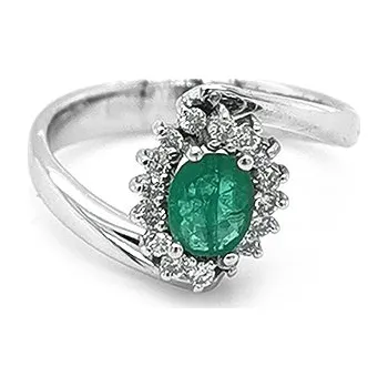 Prsten Zlatý Prsten se Smaragdem a Diamanty 2010552