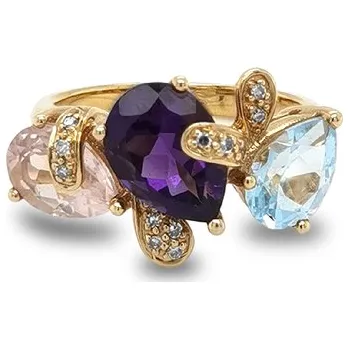 Prsten Zlatý Prsten Polodrahokamy a Diamanty 2011601