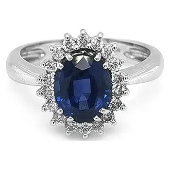 Prsten Zlatý Prsten se Safírem a Diamanty 2010412