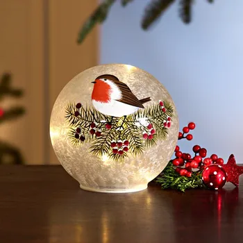 Vánoční ozdoba 3Pagen LED koule Ptáček Průměr 15 cm