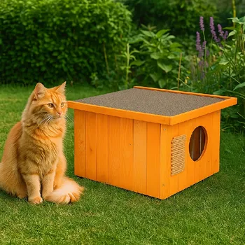 Pelíšek pro kočku Springos CH001 TK Bouda pro kočky teak