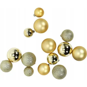 Vánoční dekorace SADA VÁNOČNÍCH OZDOB 70 KS PLAST ZLATÉ 4,5,6 CM