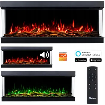 Elektrický krb k zabudování s topením Aflamo černý 1500 W 160 x 65 x 35 cm