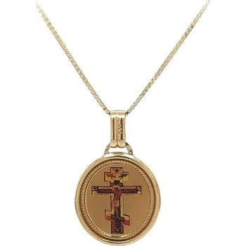 Přívěsek Elegantní Medailon s Pravoslavným Křížem ve Zlatě 7150419