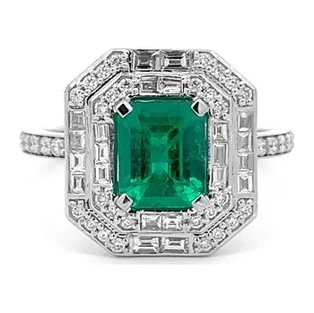 Prsten Zlatý Prsten se Smaragdem a Diamanty 2011691