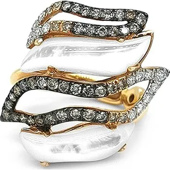 Prsten Zlatý Prsten s Perletí a Barevnými Diamanty 2011067
