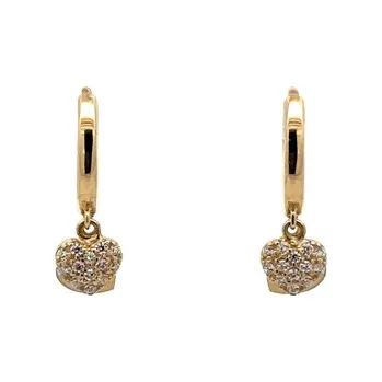 Náušnice Zlaté Kruhové Náušnice Srdíčka se Zirkony 7122608