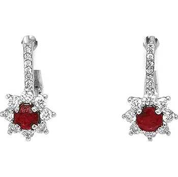 Náušnice Zlaté Náušnice s Rubíny a Diamanty 2020223