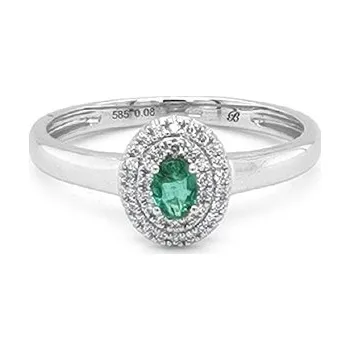 Prsten Smaragdový prsten s diamanty z bílého zlata 2011379
