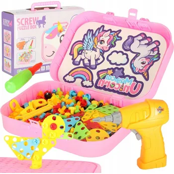 Puzzle Stavební Stavebnice JEDNOROŽEC puzzle kufr kreativní kufřík 285 dílků
