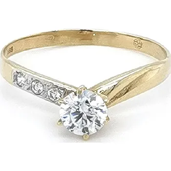 Prsten Zásnubí Prsten se Zirkony z Kombinovaného Zlata 7130906