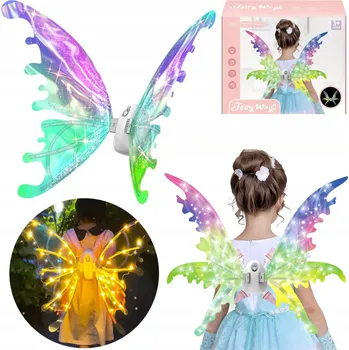 Karnevalový kostým Křídla víly se světlem a zvukem pro děti - kouzelný kostým LED vícebarevná
