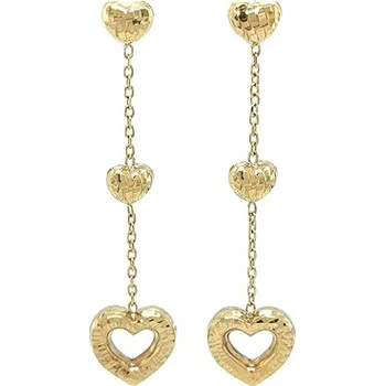 Náušnice Zlaté Visací Náušnice Srdíčka 7120955