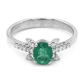 Prsten Zlatý Prsten se Smaragdem a Diamanty 2010517