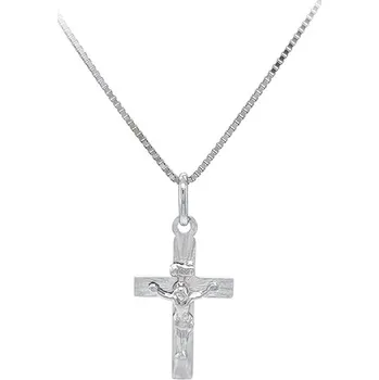 Přívěsek Kříž s Ježíšem Kristem z Bílého Zlata 7151367