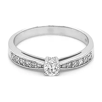 Prsten Zlatý Zásnubní Prsten s Diamanty 2010377