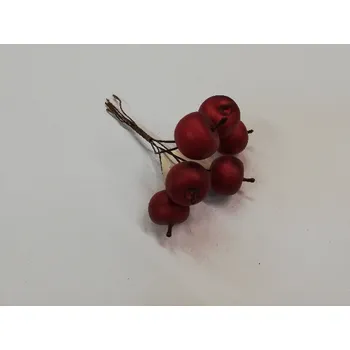 umělá květina Dekorace plastová - jablka na drátku červená - svazek 6ks