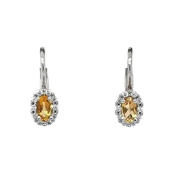 Náušnice Náušnice s Citrínem z Bílého Zlata 7121018