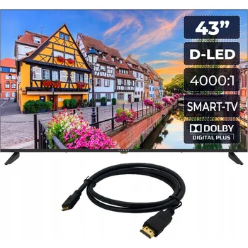 Televizor Kiano Elegance 43" LED Smart TV 4K UHD černý WiFi PVR + HDMI kabel