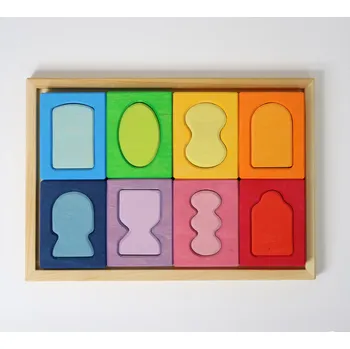 Dřevěná hračka Grimm's Dřevěná stavebnice Duhová okna