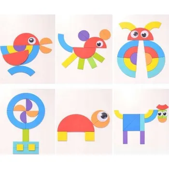 ostatní stavebnice Montessori logická skládačka pro děti, dřevěné stavebnice se zvířátky + 50 karet