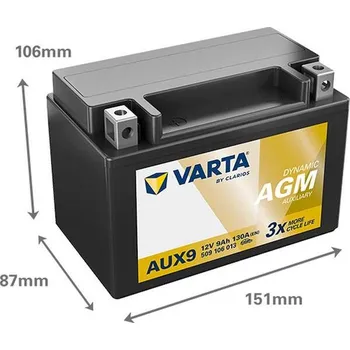 Autobaterie Varta Dynamic AUX AUX9 509106013K262 12V 9Ah 130A