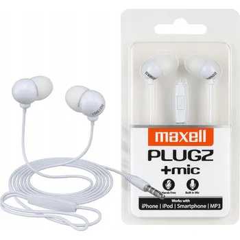 Sluchátka Sluchátka do uší Maxell Plugz + Mic – 3.5 mm Jack KLASICKÁ A LEHKÁ