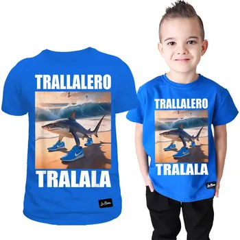 Chlapecké tričko Dětské tričko T-shirt chrpově modré pro chlapce Brain Rot Tralalero Tralala