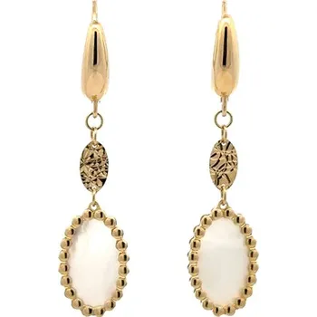 Náušnice Zlaté Visací Náušnice s Perletí 7122558