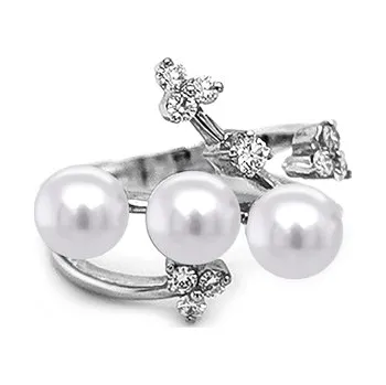 Prsten Zlatý Prsten Přírodní Perly a Diamanty 2010968