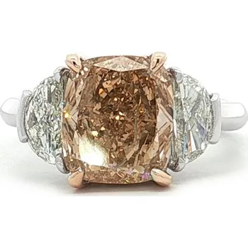 Prsten Zlatý prsten s Fancy Brown cushion diamantem a více drahokamy 2011885