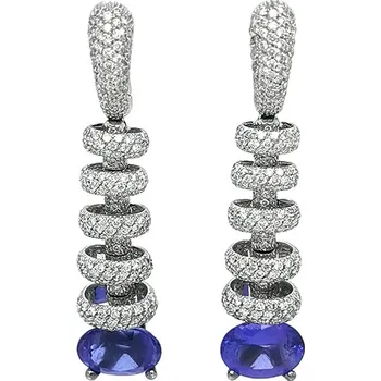 Náušnice Zlaté Náušnice s Tanzanitem a Diamanty CH70016