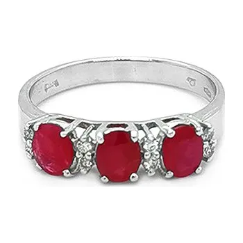 Prsten Zlatý Prsten s Rubíny a Diamanty 2010642