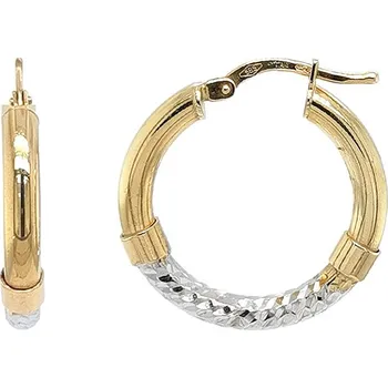 Náušnice Elegantní Zlaté Náušnice s Kontrastem Žlutého a Bílého Zlata