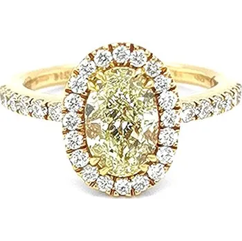 Prsten Zlatý Zásnubní Prsten s Žlutým Fancy Diamantem CG90083