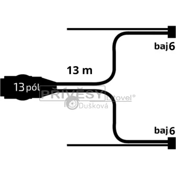Auto elektroinstalace Kabeláž 13m/13-pól. zástrčka, s předními vývody QS150, baj6