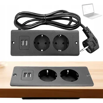 Elektrická zásuvka ZÁSUVKOVÁ LIŠTA DO STOLU SKRYTÁ ZÁSUVKA STOLNÍ ZÁSUVKA 4 V 1