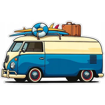 Samolepicí dekorace na vozidlo SAMOLEPKA na auto | VW Volkswagen Transporter Okurka T1 T2 T3 14x9