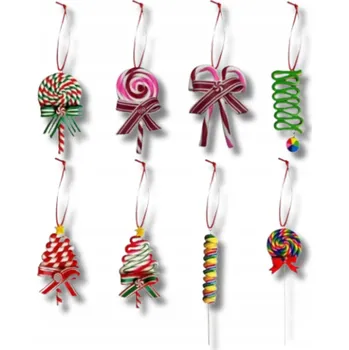 Vánoční ozdoba Lízátka Ozdoba na vánoční stromek 8 ks Barevné přívěsky ve tvaru bonbónů
