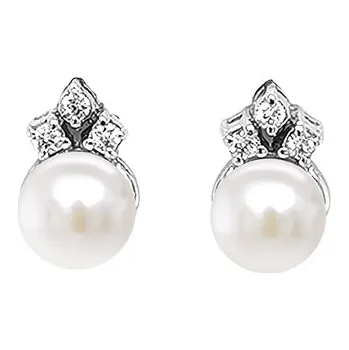 Náušnice Zlaté Náušnice Přírodní Perly a Diamanty 2020355