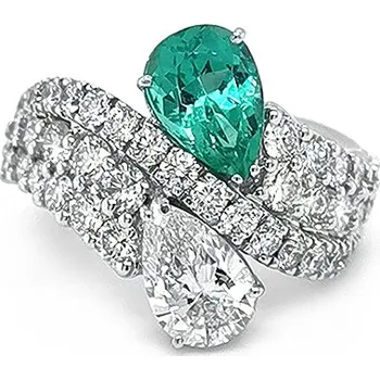 Prsten Zlatý Prsten se Smaragdem a Diamanty CG90023