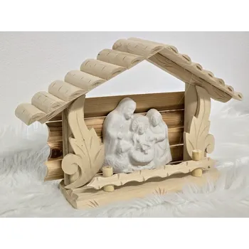 Vánoční dekorace Drewal Betlém Roubenka Velký 21 cm