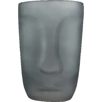 Váza VÁZA OBAL TVÁŘ ŠEDÁ SKLO 20 CM
